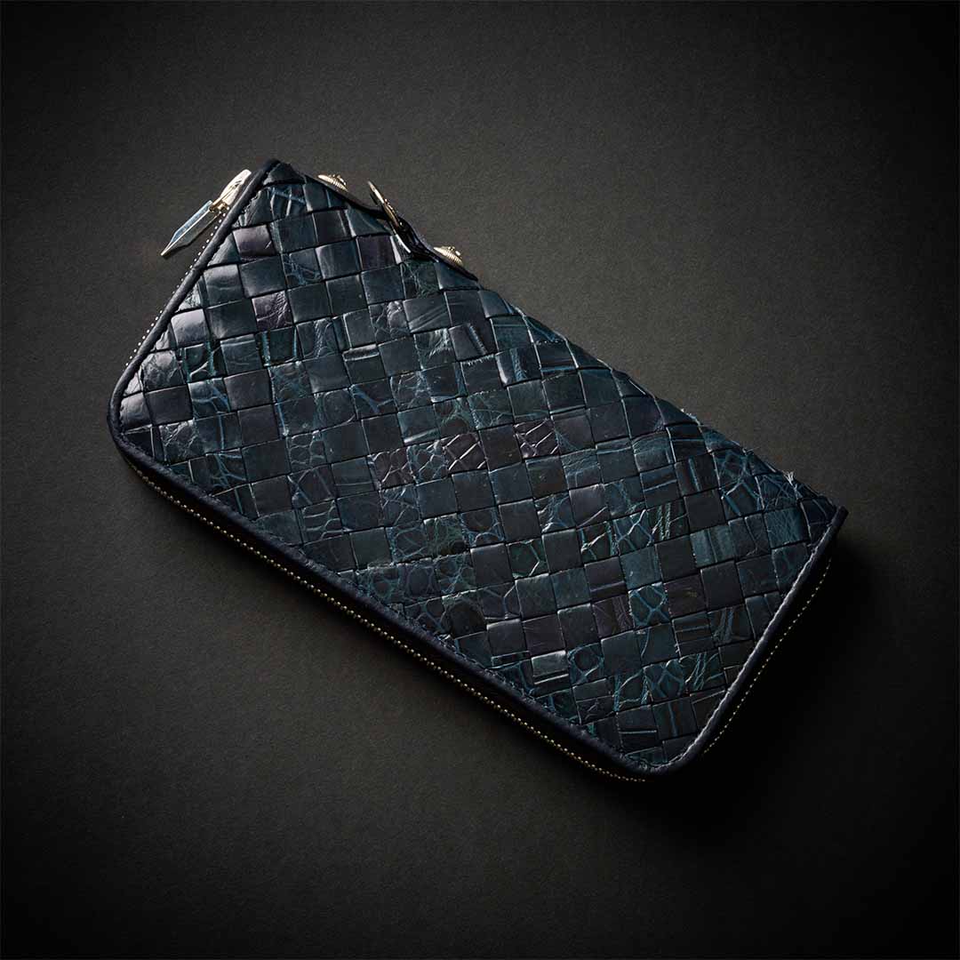MESH CROCODILE ROUND FASTNER WALLET MEDIUM BLUE – GOOD4THREE