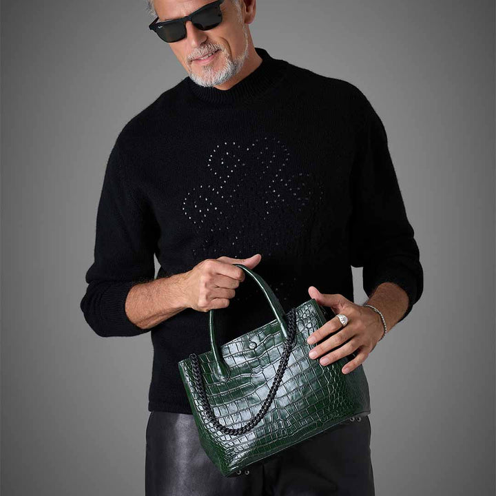 PREMIUM CROCO LOUNGE TOTE GREEN