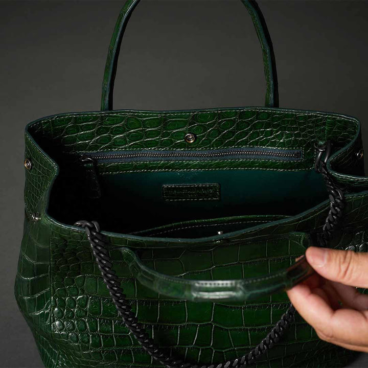 PREMIUM CROCO LOUNGE TOTE GREEN