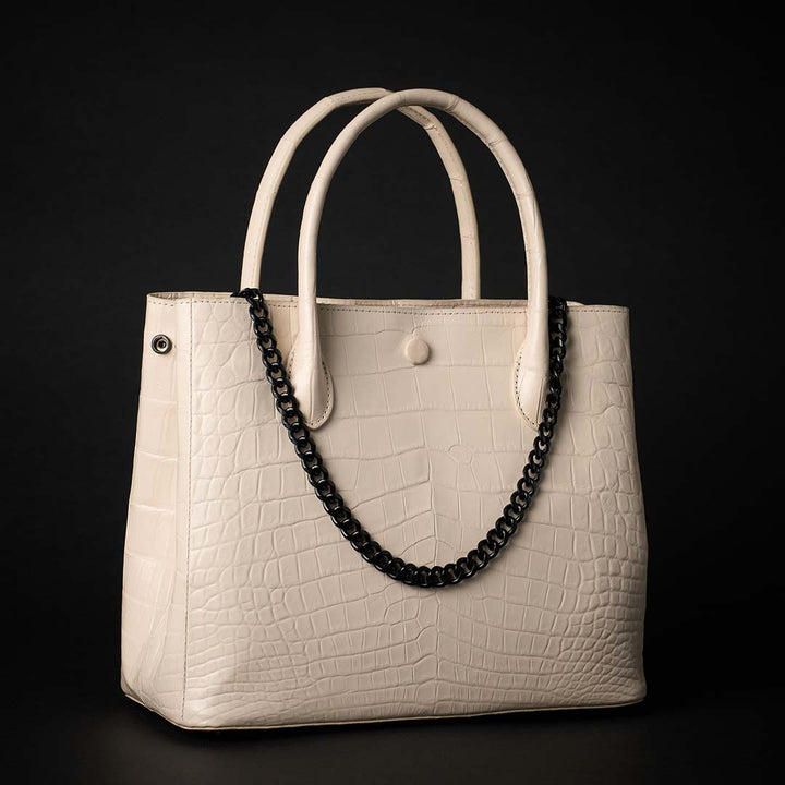 【 新色】PREMIUM CROCO LOUNGE TOTE 極上クロコダイル トートバッグ_ CREAM