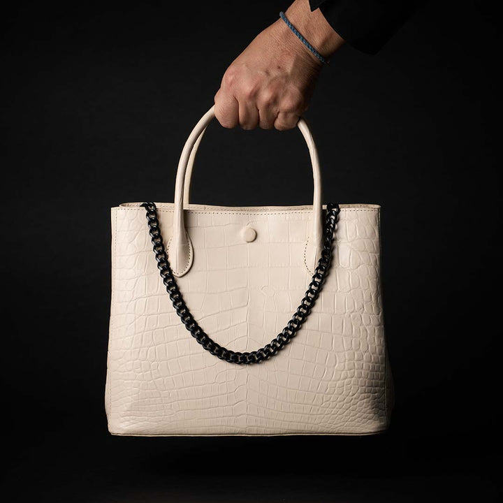 【 新色】PREMIUM CROCO LOUNGE TOTE 極上クロコダイル トートバッグ_ CREAM