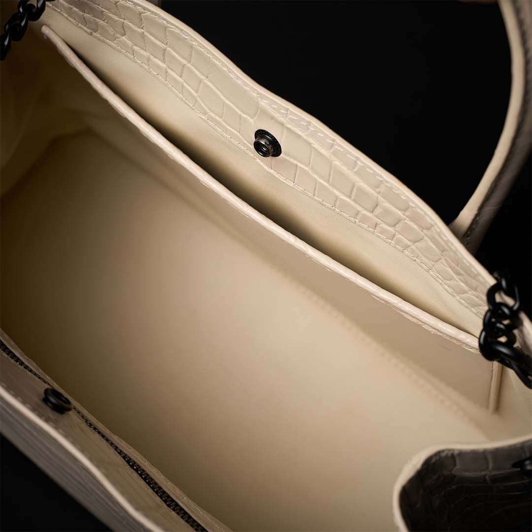 【 新色】PREMIUM CROCO LOUNGE TOTE 極上クロコダイル トートバッグ_ CREAM