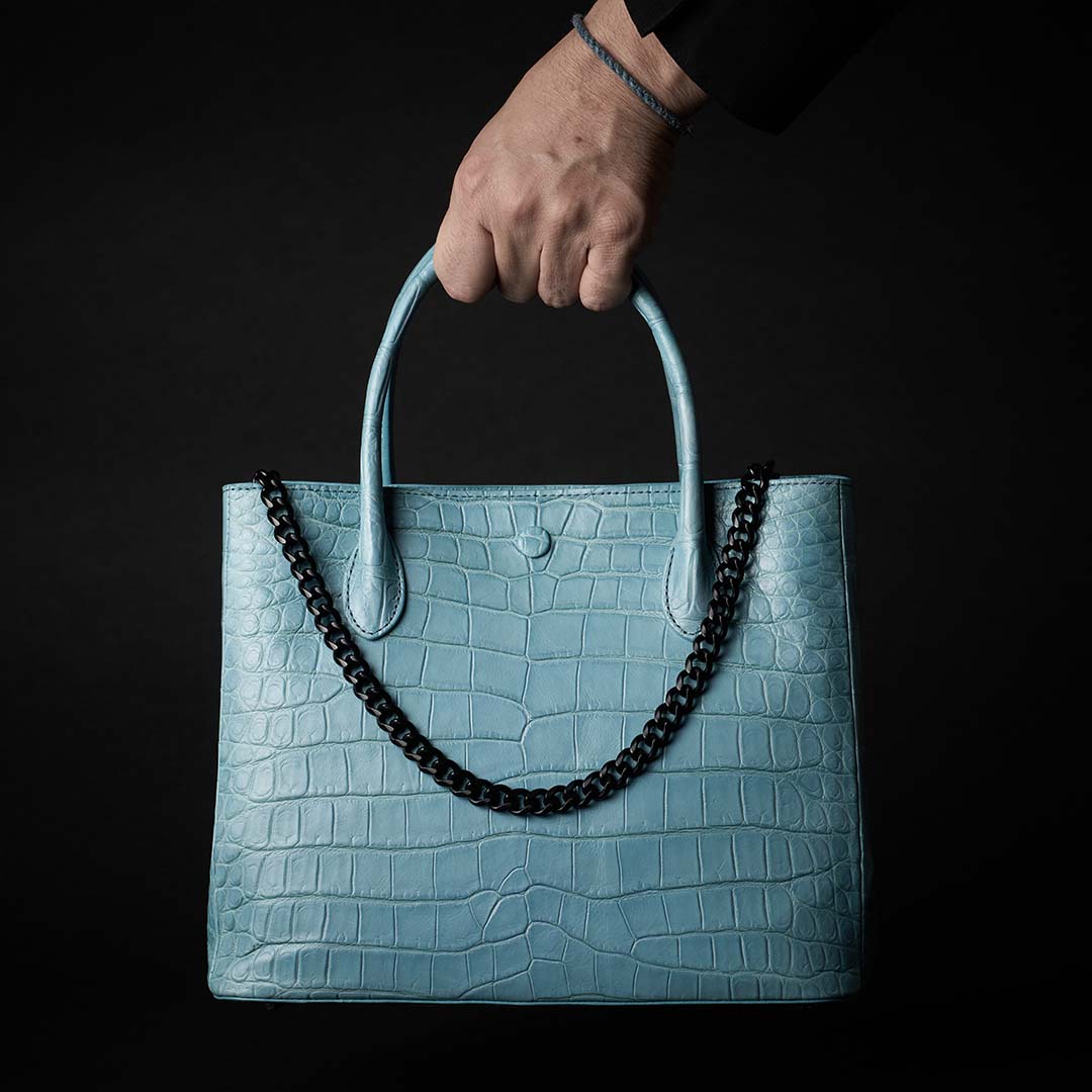 【 新色】PREMIUM CROCO LOUNGE TOTE 極上クロコダイル トートバッグ_ ターコイズ