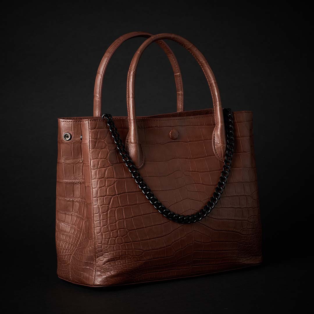 クロコダイル 3983 トートバッグ ブラウン  CROCODILE カデナ付き クロコダイル トートバッグ CALON - KHAKI/カーキ – Le'sac