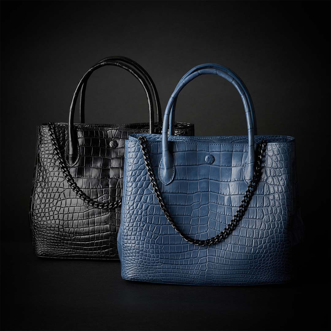 【限定10個】PREMIUM CROCO LOUNGE TOTE BLUE