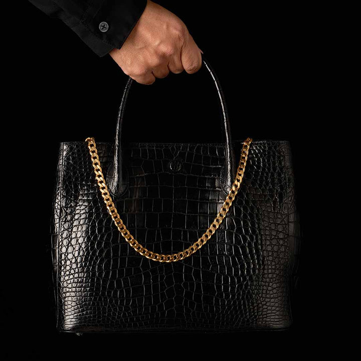 【コラボモデル】PREMIUM CROCO LOUNGE TOTE＆GHOSTゴールド18kチェーン　極上クロコダイル トートバッグ