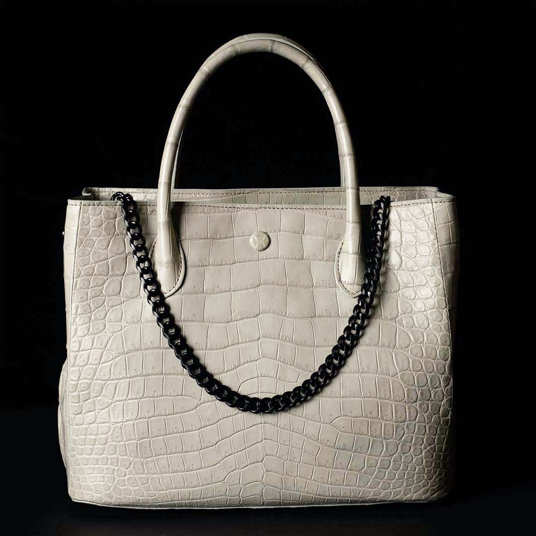 【 残り3点】PREMIUM CROCO LOUNGE TOTE 極上クロコダイル トートバッグ_DUNE GRAY