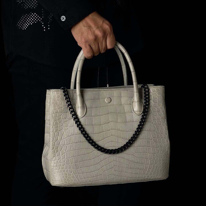 【 残り3点】PREMIUM CROCO LOUNGE TOTE 極上クロコダイル トートバッグ_DUNE GRAY