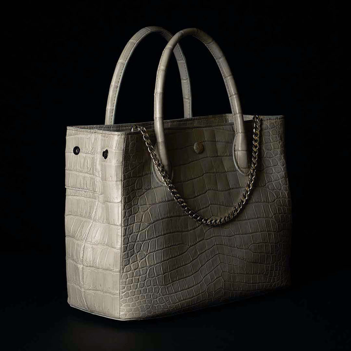 【 残り3点】PREMIUM CROCO LOUNGE TOTE 極上クロコダイル トートバッグ_DUNE GRAY