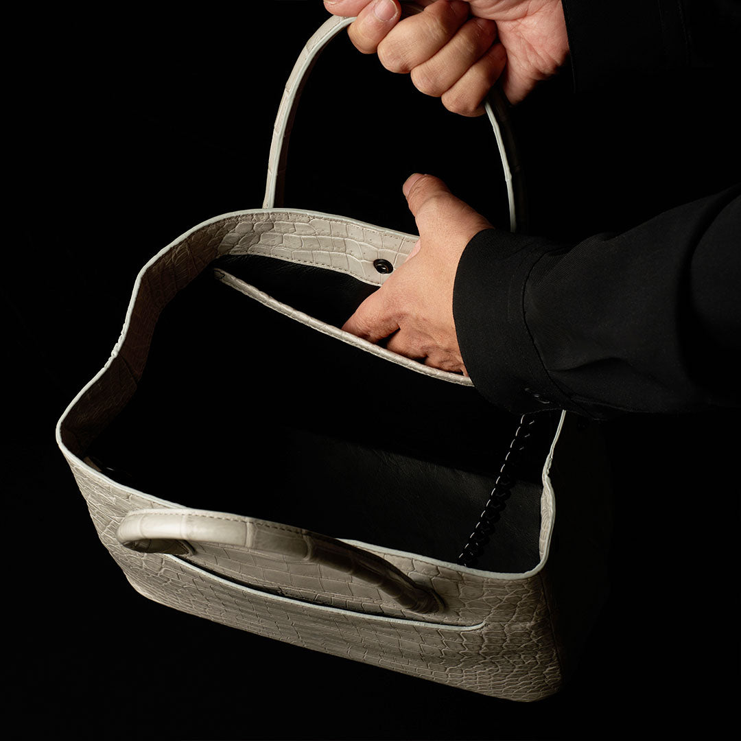 【 残り3点】PREMIUM CROCO LOUNGE TOTE 極上クロコダイル トートバッグ_DUNE GRAY