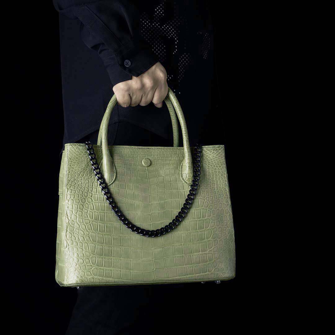 【 新色】PREMIUM CROCO LOUNGE TOTE 極上クロコダイル トートバッグ_ OASIS GREEN