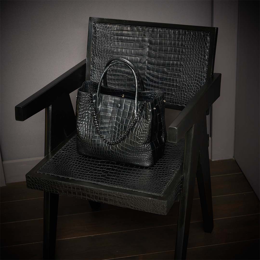 【コラボモデル】PREMIUM CROCO LOUNGE TOTE＆GHOSTシルバーチェーン　極上クロコダイル トートバッグ